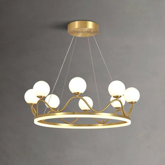 Elegant Crown Brass Chandelier - 5 Light Design with Adjustable Height