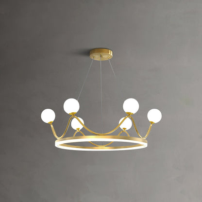 Elegant Crown Brass Chandelier - 5 Light Design with Adjustable Height