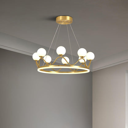 Elegant Crown Brass Chandelier - 5 Light Design with Adjustable Height