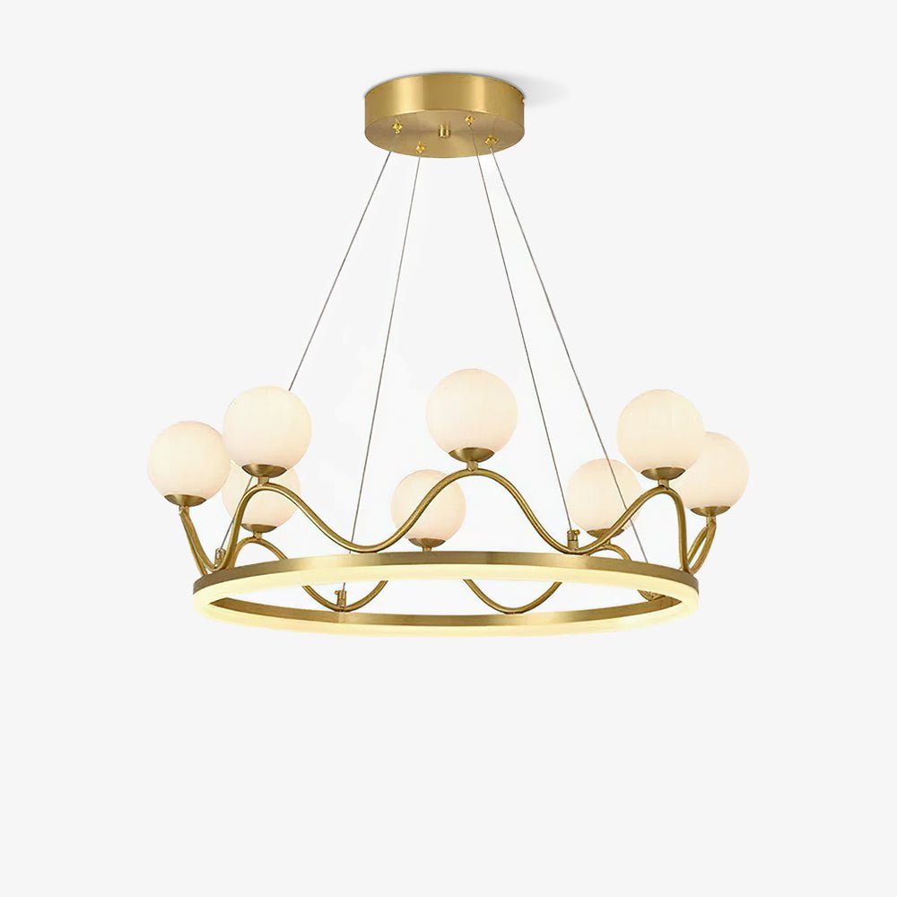 Elegant Crown Brass Chandelier - 5 Light Design with Adjustable Height