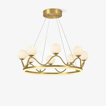 Elegant Crown Brass Chandelier - 5 Light Design with Adjustable Height
