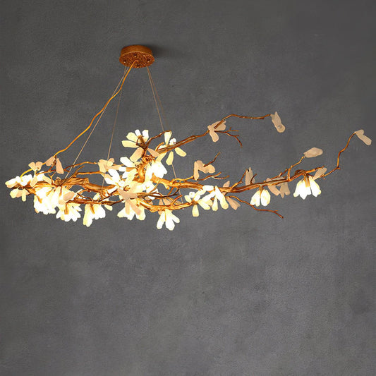Elegant Crushed Natural Stone Chandelier with Adjustable Height and LE