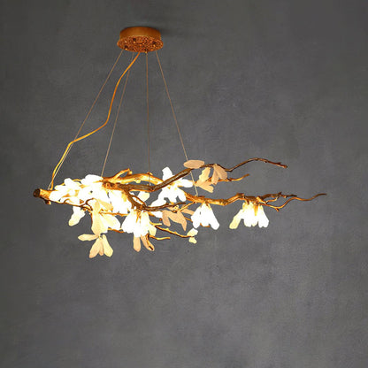 Elegant Crushed Natural Stone Chandelier with Adjustable Height and LE