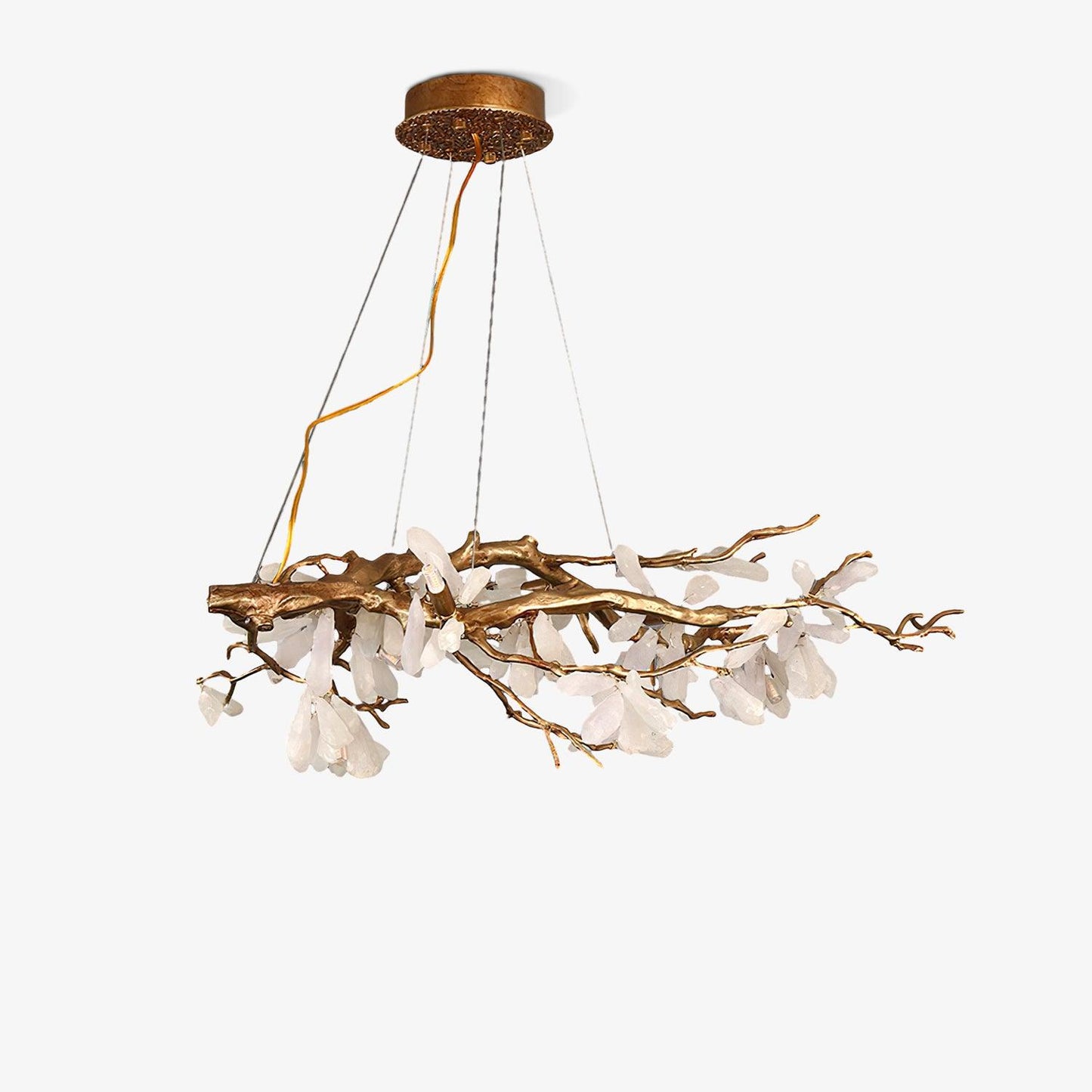Elegant Crushed Natural Stone Chandelier with Adjustable Height and LE
