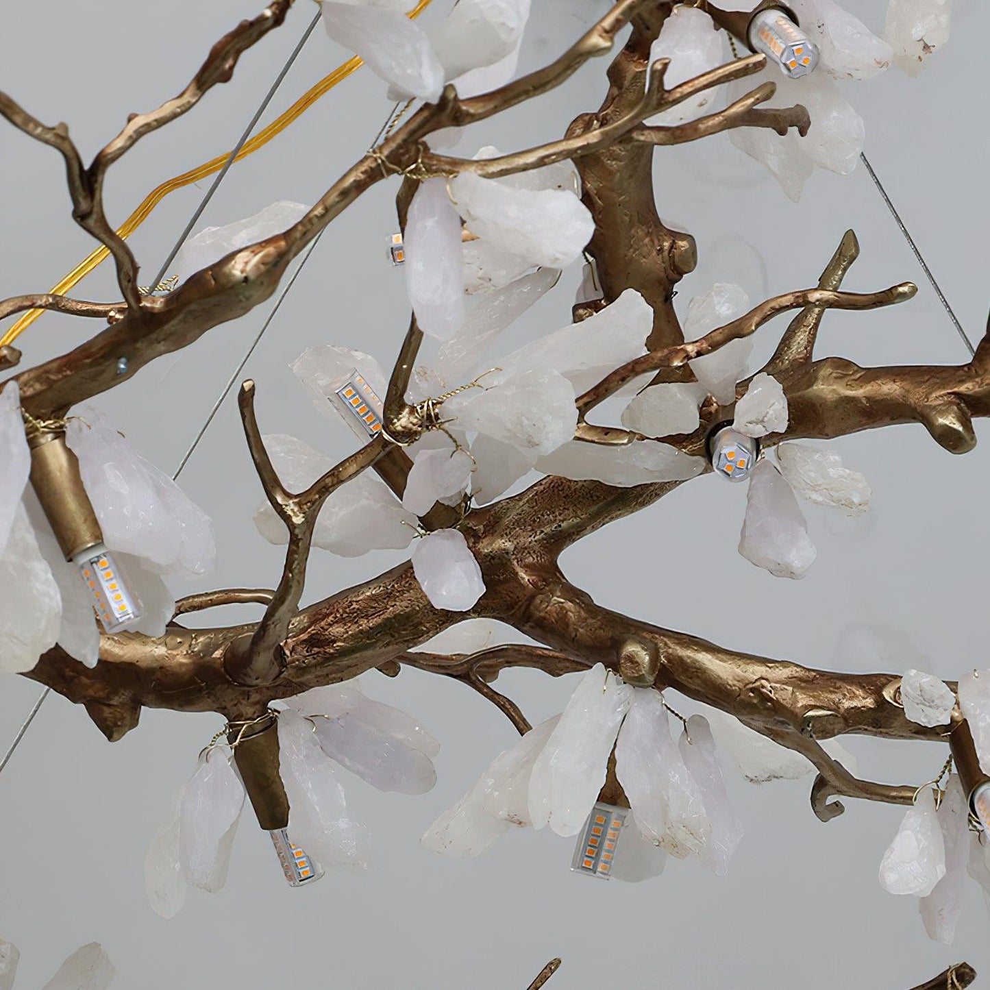 Elegant Crushed Natural Stone Chandelier with Adjustable Height and LE