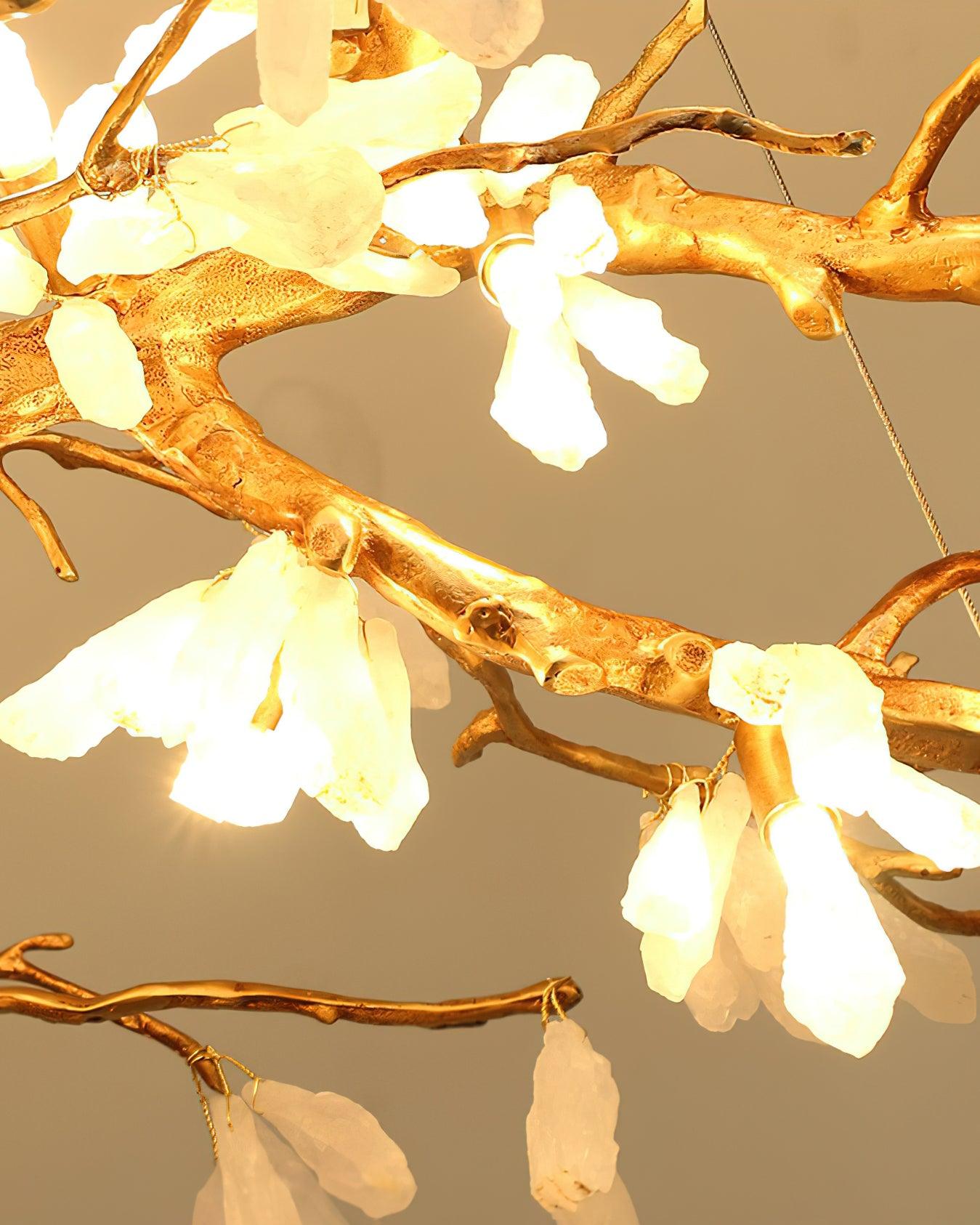 Elegant Crushed Natural Stone Chandelier with Adjustable Height and LE