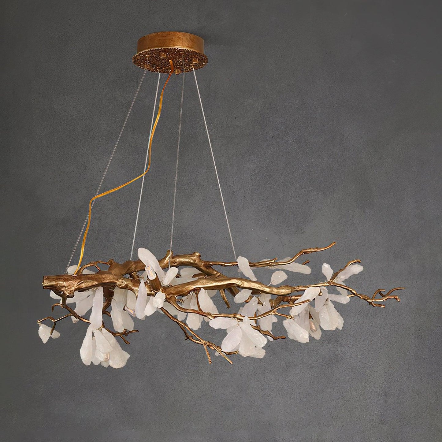 Elegant Crushed Natural Stone Chandelier with Adjustable Height and LE