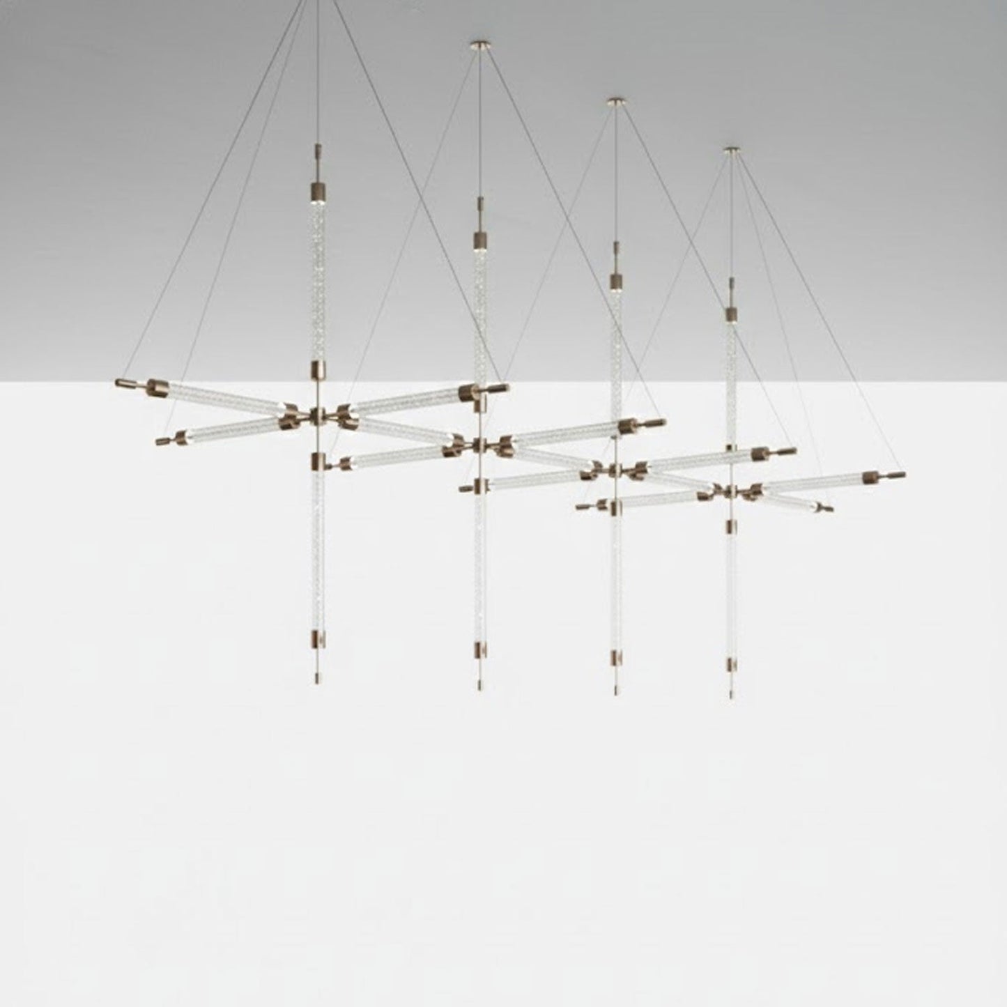 Customizable Crystal Grid Chandelier with Adjustable Lighting & Modern