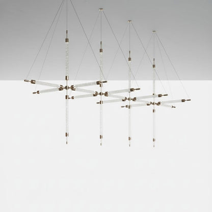 Customizable Crystal Grid Chandelier with Adjustable Lighting & Modern