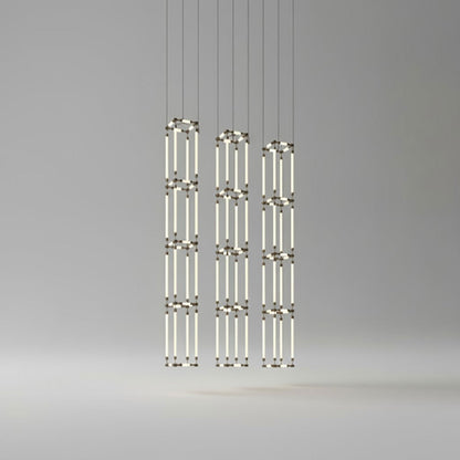 Customizable Crystal Grid Chandelier with Adjustable Lighting & Modern