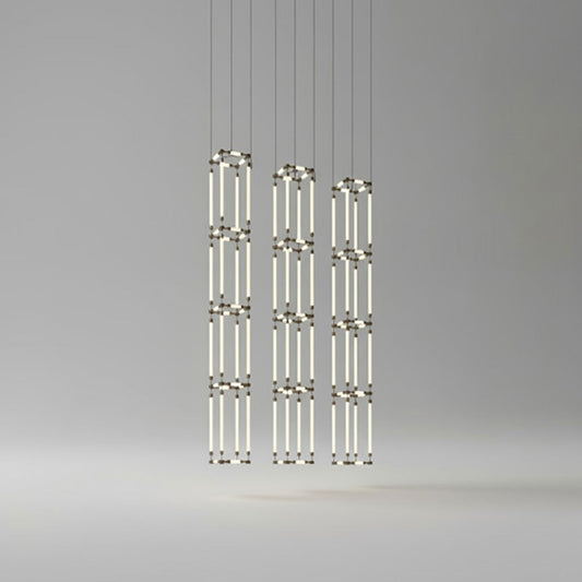 Customizable Crystal Grid Chandelier with Adjustable Lighting & Modern