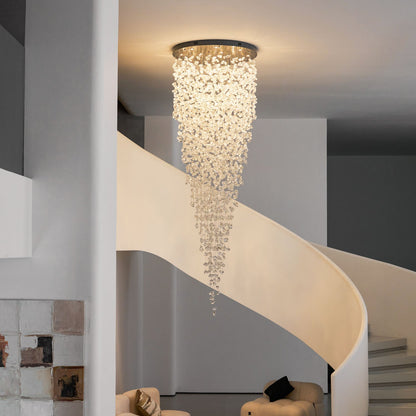 Elegant Crystal Stone Chandelier with Adjustable Height & LED Compatib