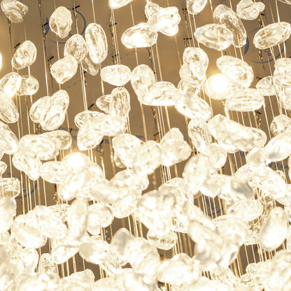 Elegant Crystal Stone Chandelier with Adjustable Height & LED Compatib