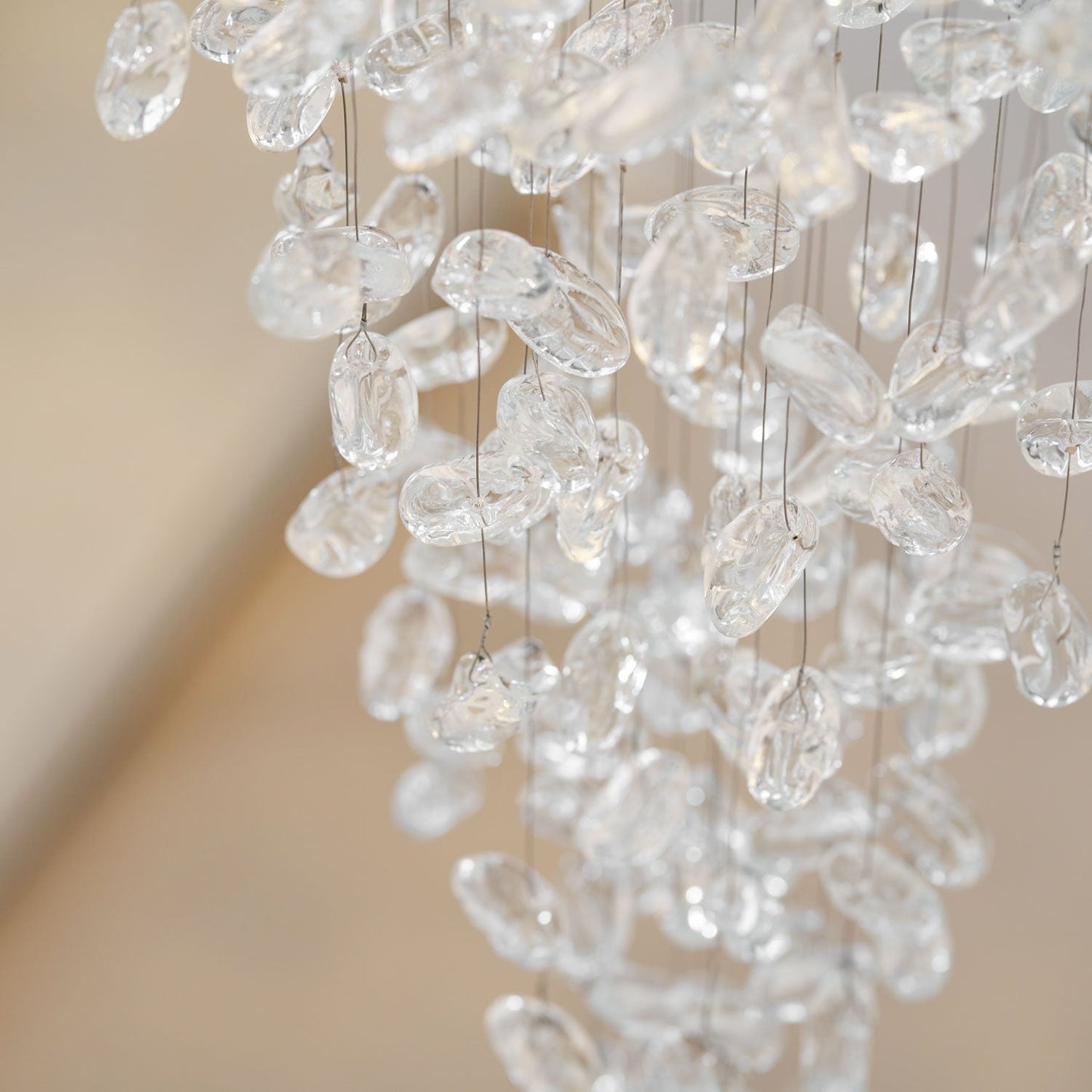 Elegant Crystal Stone Chandelier with Adjustable Height & LED Compatib