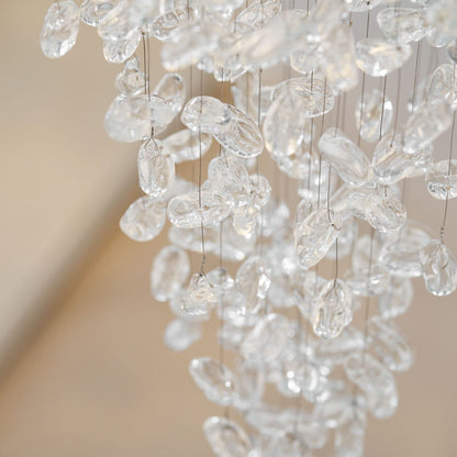 Elegant Crystal Stone Chandelier with Adjustable Height & LED Compatib