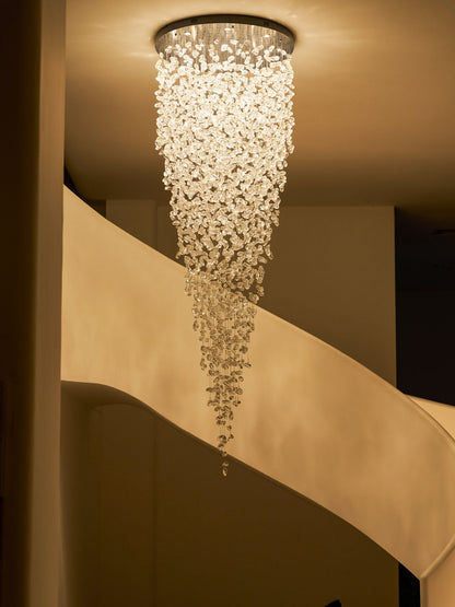 Elegant Crystal Stone Chandelier with Adjustable Height & LED Compatib