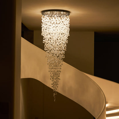 Elegant Crystal Stone Chandelier with Adjustable Height & LED Compatib