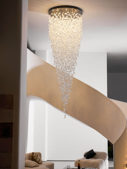 Elegant Crystal Stone Chandelier with Adjustable Height & LED Compatib