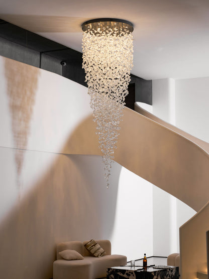Elegant Crystal Stone Chandelier with Adjustable Height & LED Compatib