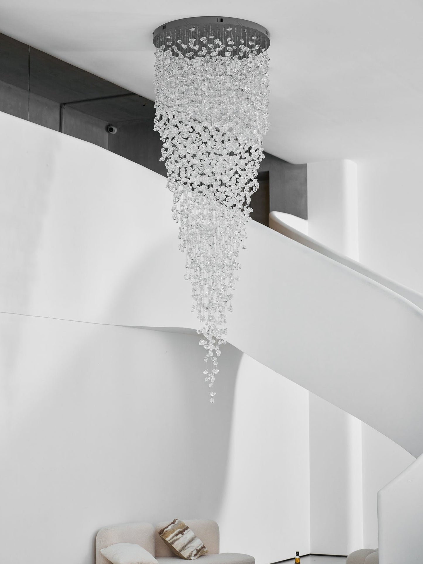 Elegant Crystal Stone Chandelier with Adjustable Height & LED Compatib
