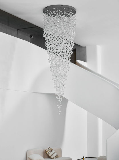 Elegant Crystal Stone Chandelier with Adjustable Height & LED Compatib