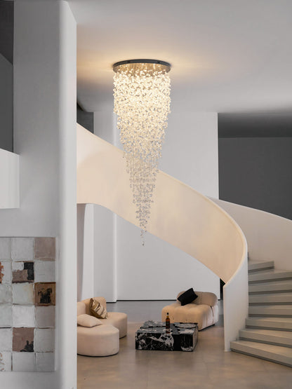 Elegant Crystal Stone Chandelier with Adjustable Height & LED Compatib
