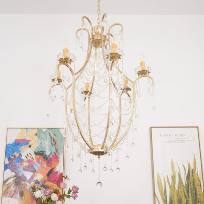 Elegant Birdcage Chandelier with Adjustable Height and LED Compatibili