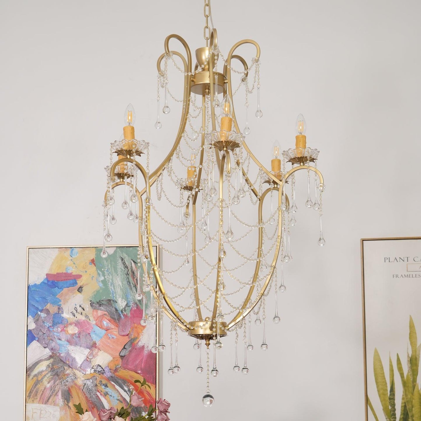 Elegant Birdcage Chandelier with Adjustable Height and LED Compatibili