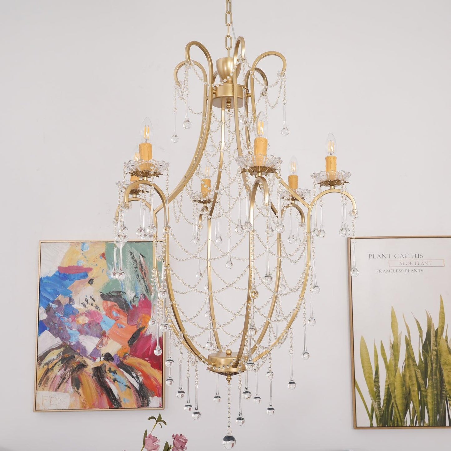 Elegant Birdcage Chandelier with Adjustable Height and LED Compatibili