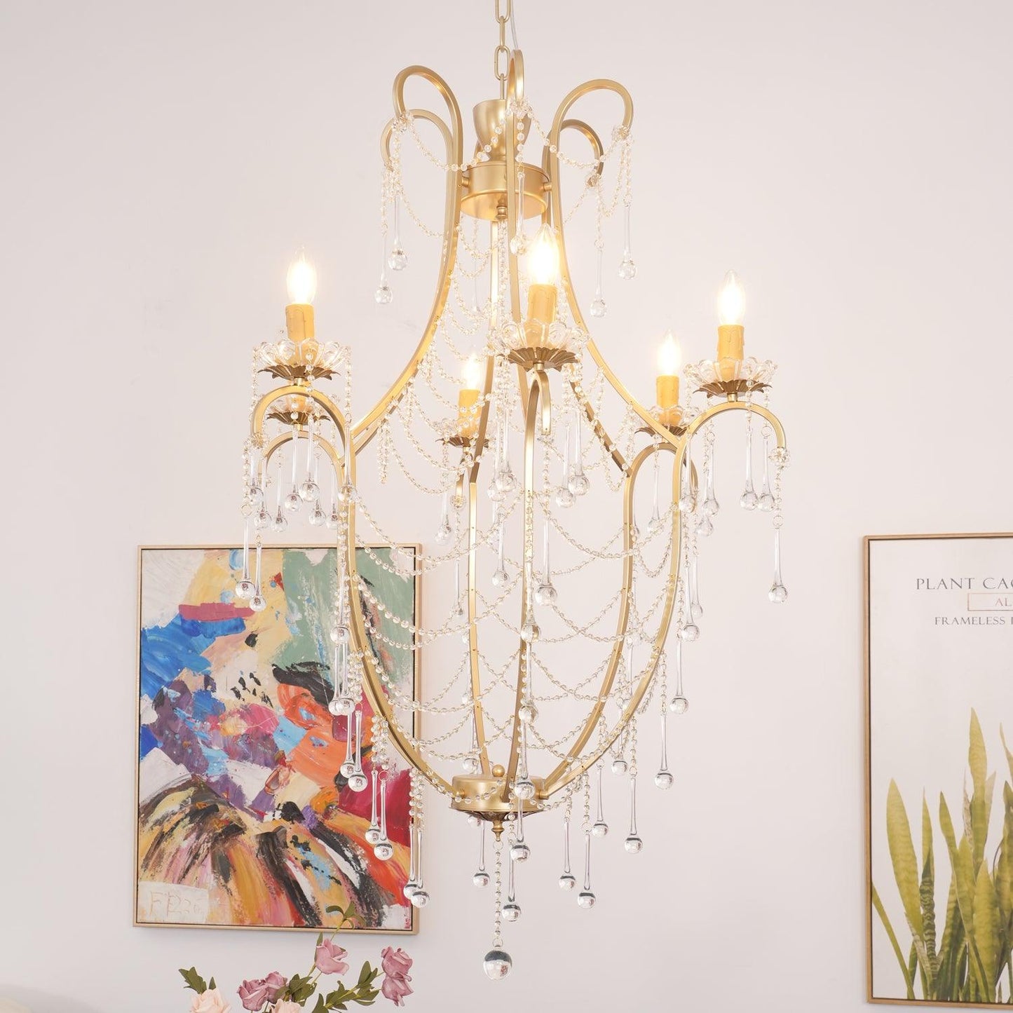 Elegant Birdcage Chandelier with Adjustable Height and LED Compatibili