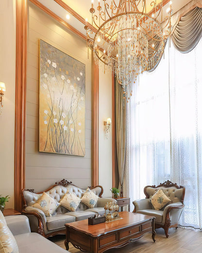 Tatum Lux Shell Crystal Chandelier - Elegant Design & Adjustable Heigh