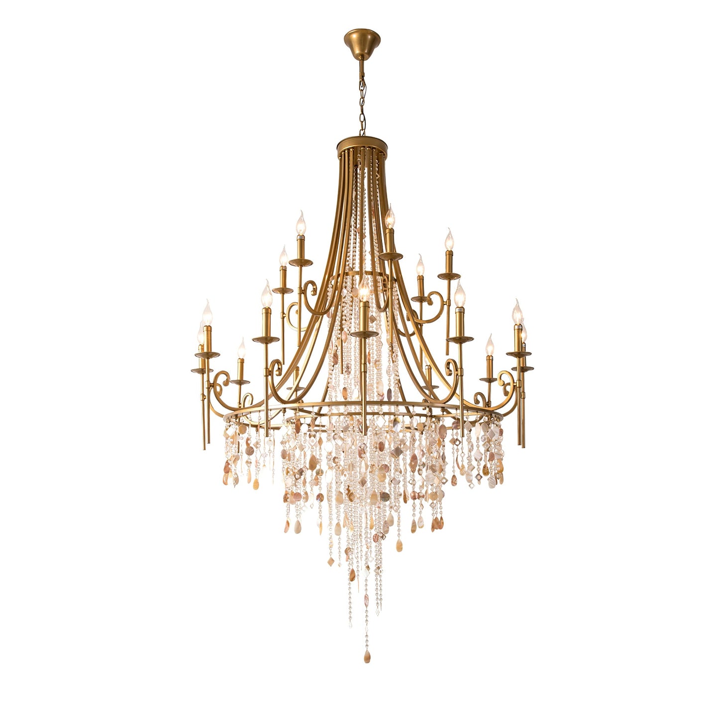 Tatum Lux Shell Crystal Chandelier - Elegant Design & Adjustable Heigh