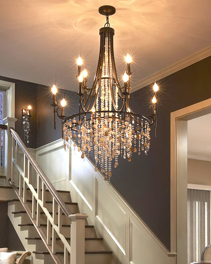 Tatum Lux Shell Crystal Chandelier - Elegant Design & Adjustable Heigh