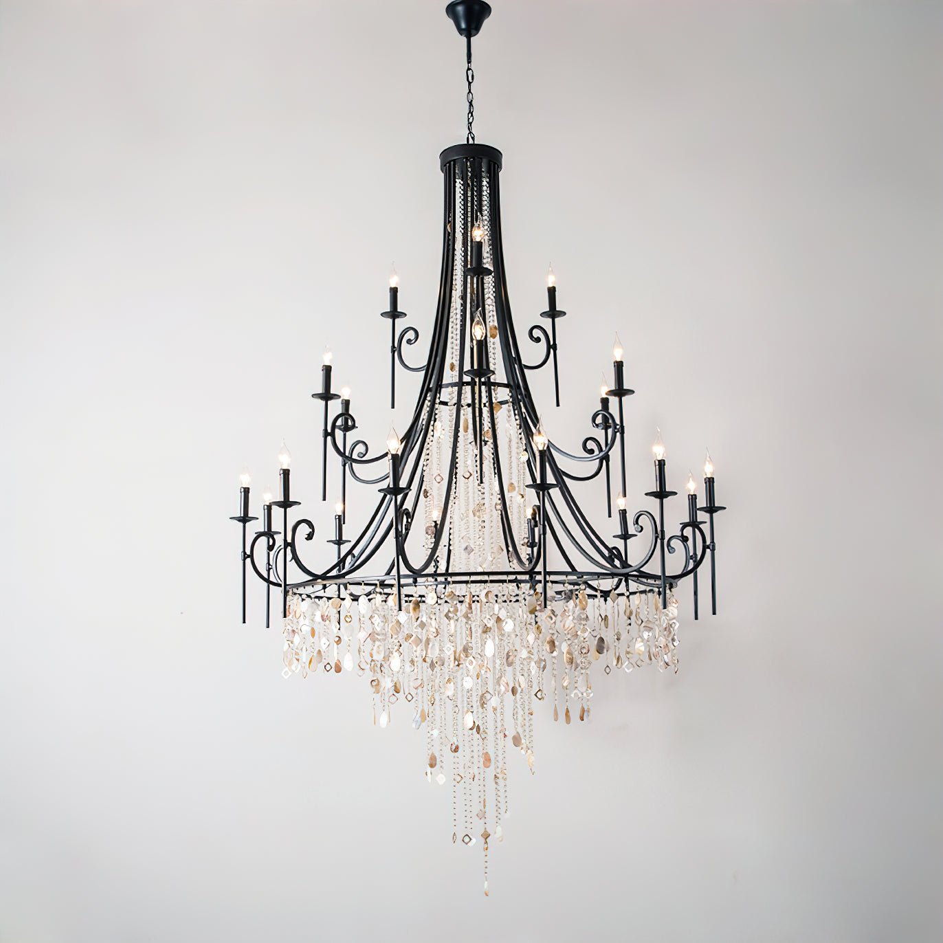 Tatum Lux Shell Crystal Chandelier - Elegant Design & Adjustable Heigh