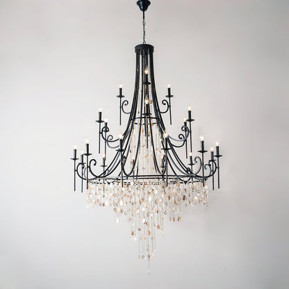 Tatum Lux Shell Crystal Chandelier - Elegant Design & Adjustable Heigh