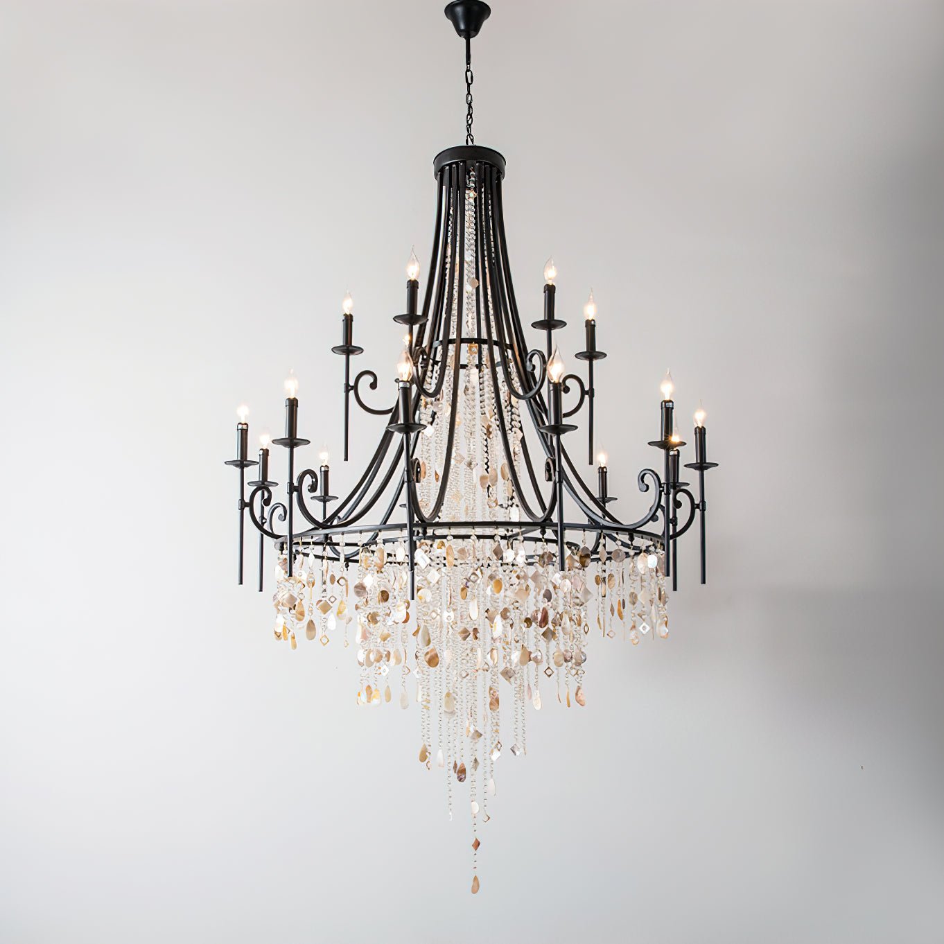 Tatum Lux Shell Crystal Chandelier - Elegant Design & Adjustable Heigh