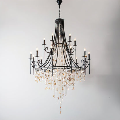 Tatum Lux Shell Crystal Chandelier - Elegant Design & Adjustable Heigh