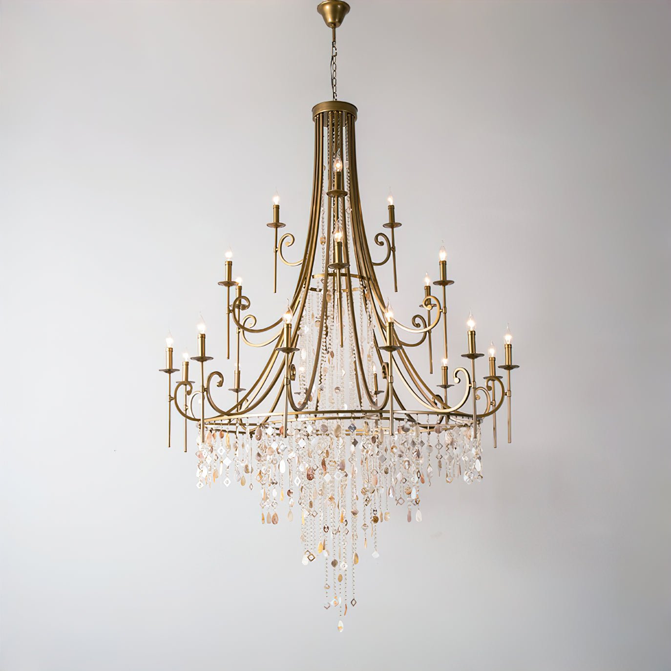 Tatum Lux Shell Crystal Chandelier - Elegant Design & Adjustable Heigh