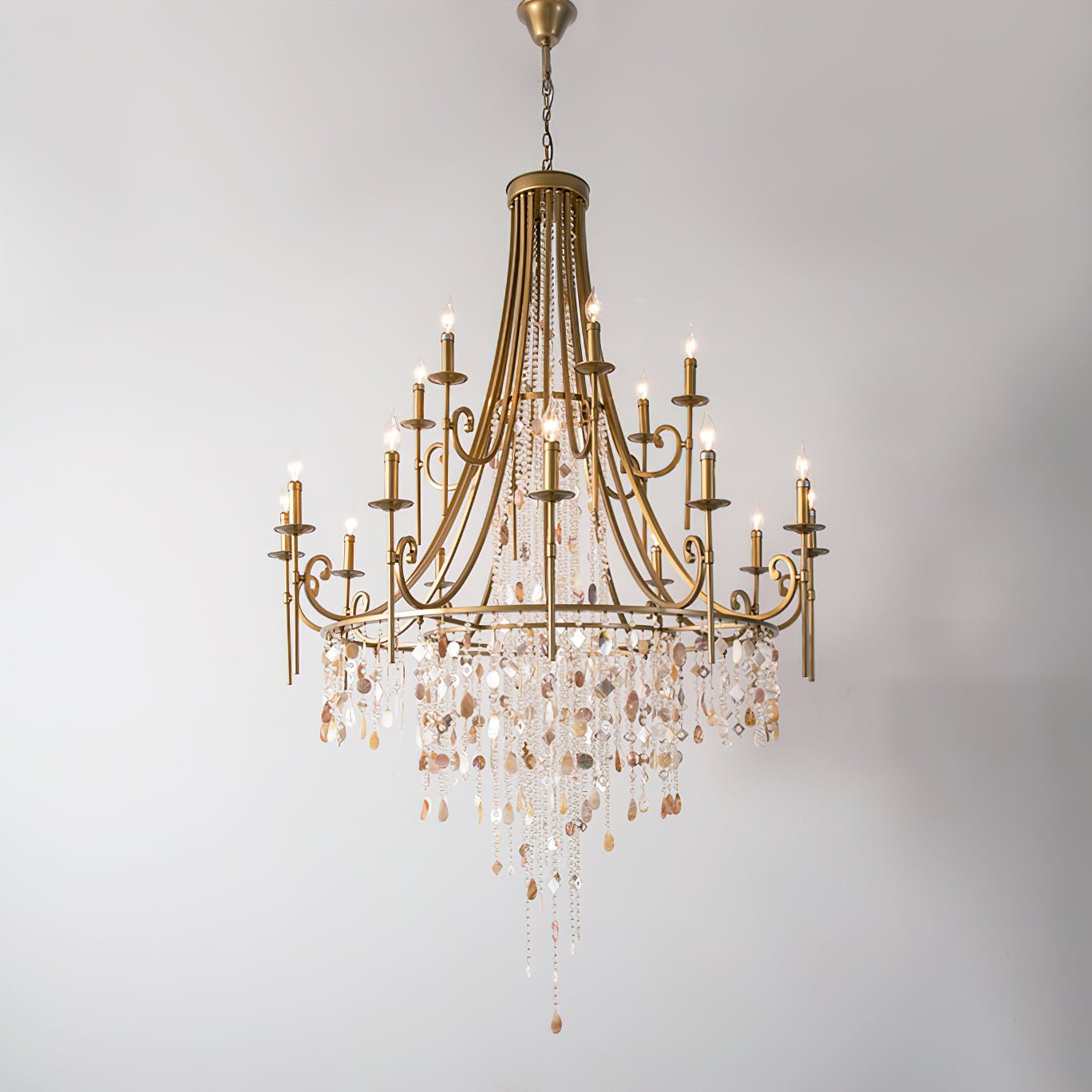 Tatum Lux Shell Crystal Chandelier - Elegant Design & Adjustable Heigh