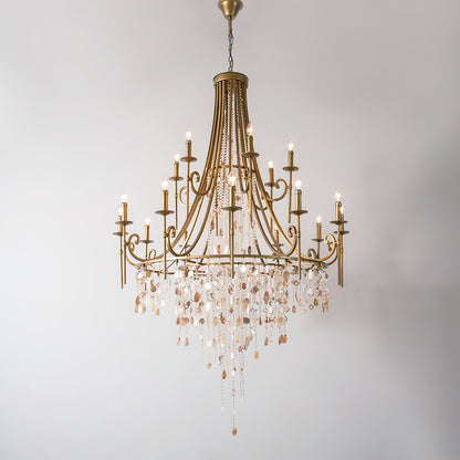 Tatum Lux Shell Crystal Chandelier - Elegant Design & Adjustable Heigh