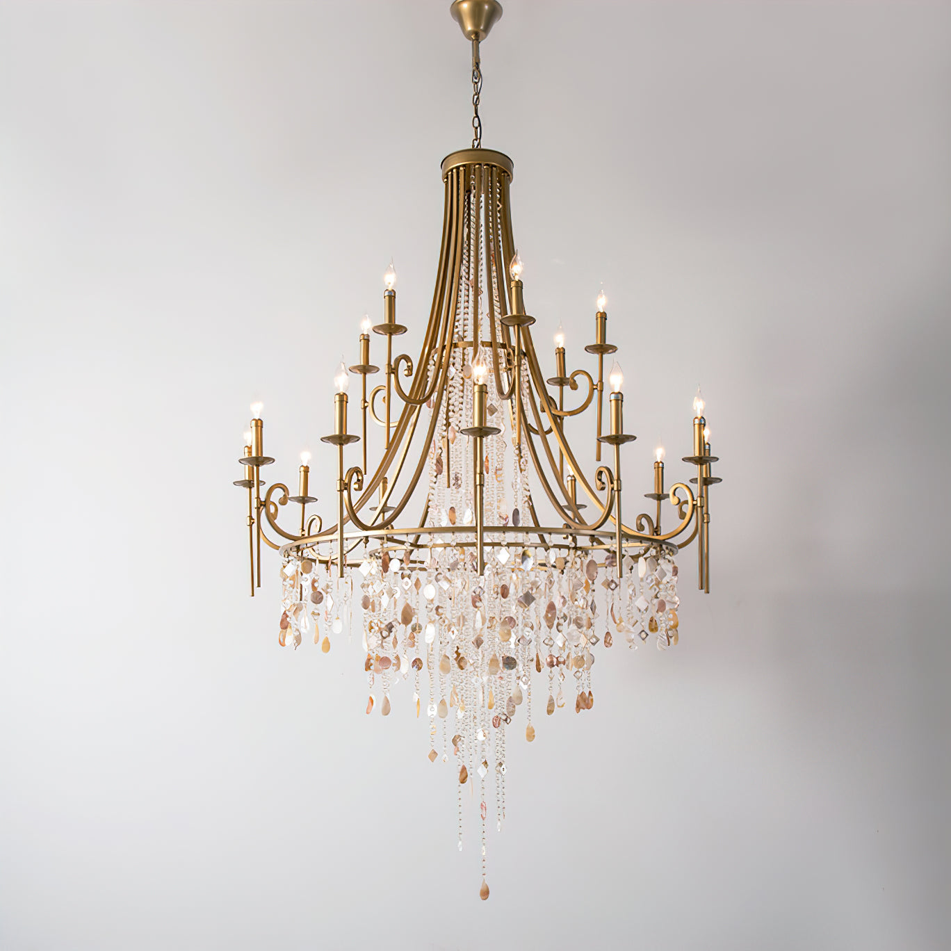 Tatum Lux Shell Crystal Chandelier - Elegant Design & Adjustable Heigh