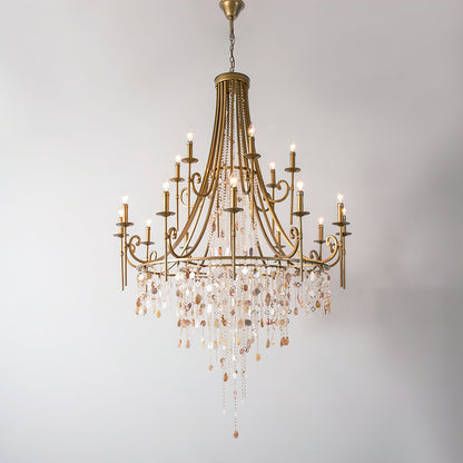 Tatum Lux Shell Crystal Chandelier - Elegant Design & Adjustable Heigh