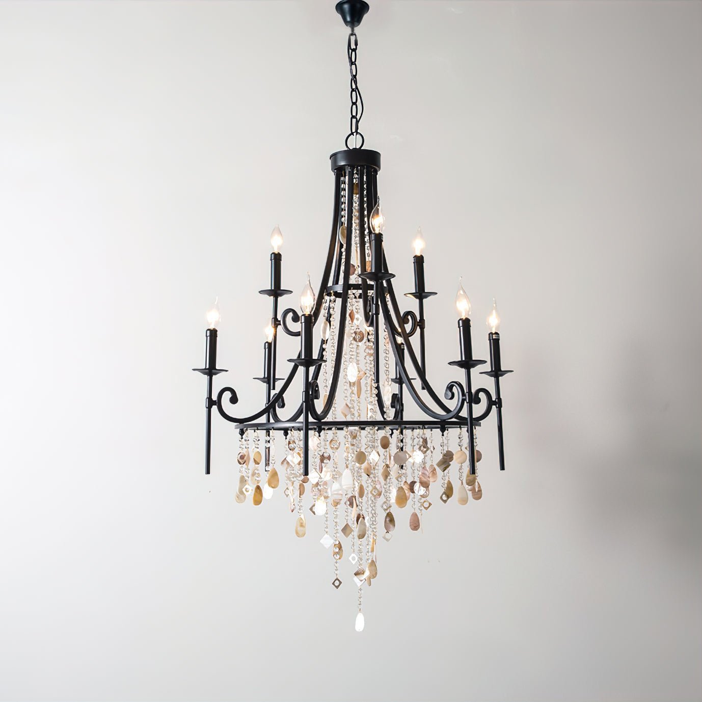 Tatum Lux Shell Crystal Chandelier - Elegant Design & Adjustable Heigh