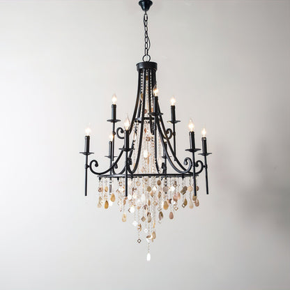Tatum Lux Shell Crystal Chandelier - Elegant Design & Adjustable Heigh
