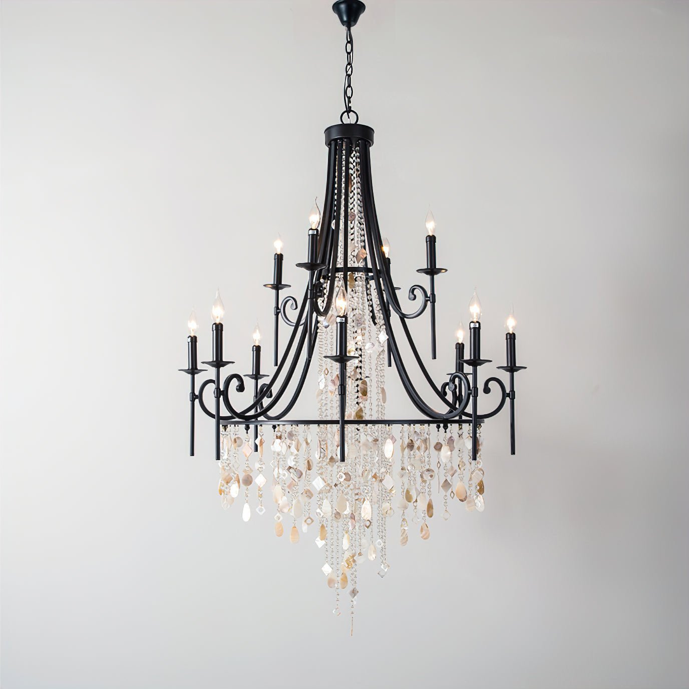 Tatum Lux Shell Crystal Chandelier - Elegant Design & Adjustable Heigh