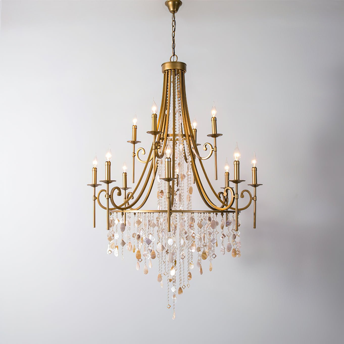 Tatum Lux Shell Crystal Chandelier - Elegant Design & Adjustable Heigh