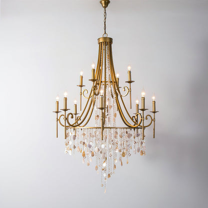 Tatum Lux Shell Crystal Chandelier - Elegant Design & Adjustable Heigh