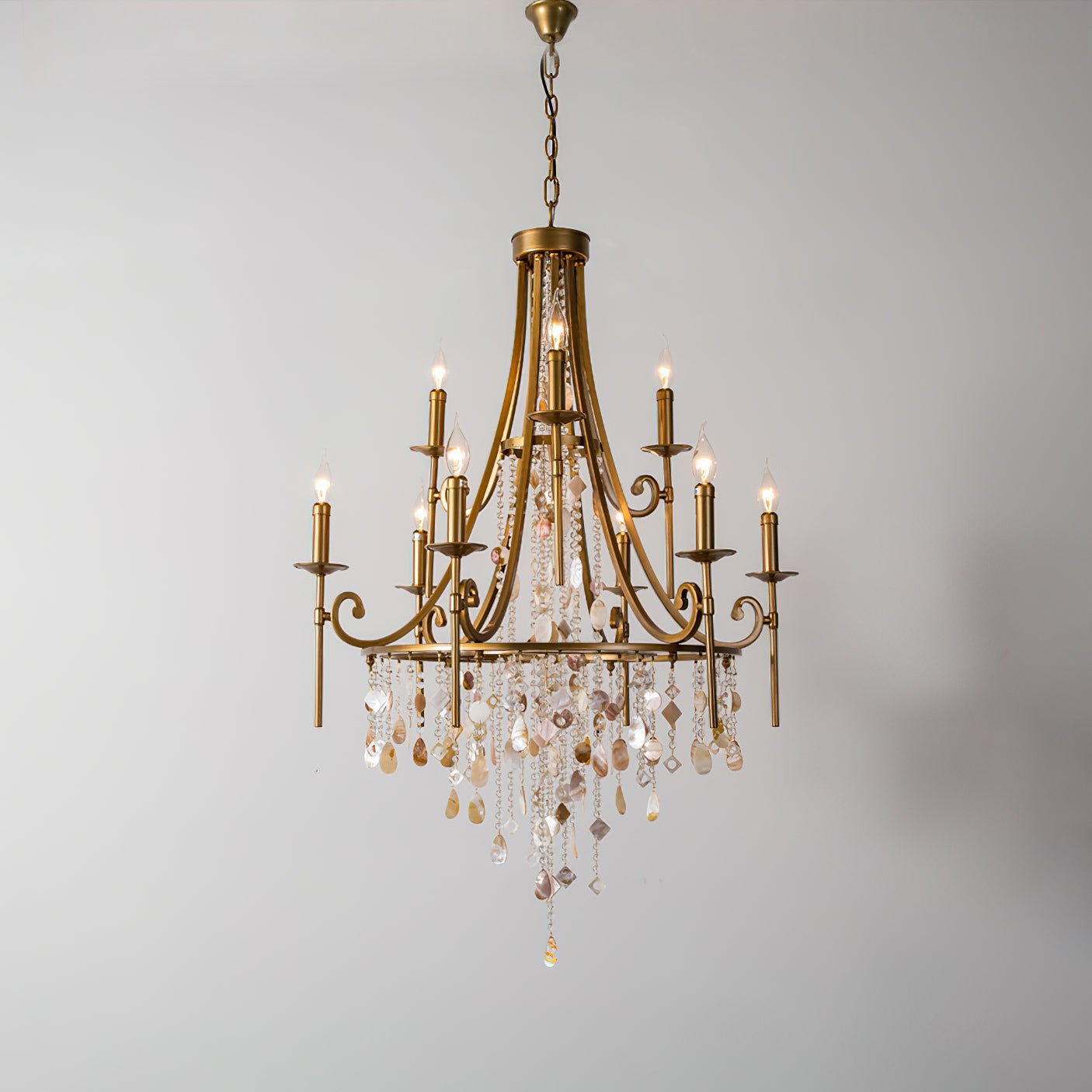 Tatum Lux Shell Crystal Chandelier - Elegant Design & Adjustable Heigh