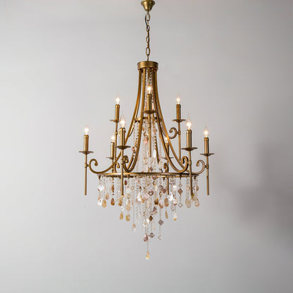 Tatum Lux Shell Crystal Chandelier - Elegant Design & Adjustable Heigh