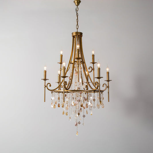 Tatum Lux Shell Crystal Chandelier - Elegant Design & Adjustable Heigh
